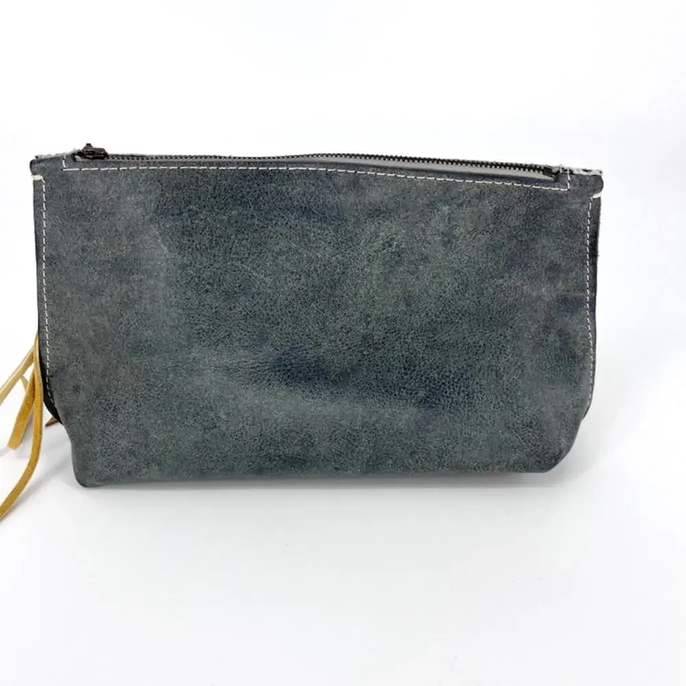 Snakeskin Clutch with Leather Zipper Pull‎ and Bead Detail Rare